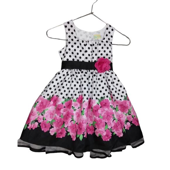 Holiday Editions Puffy Sunday Dress Size Small Polka Dot Floral - Picture 1 of 7